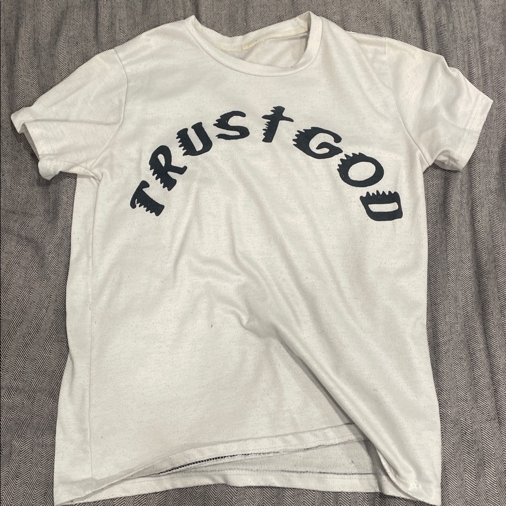 White T-Shirt with Trust God Print